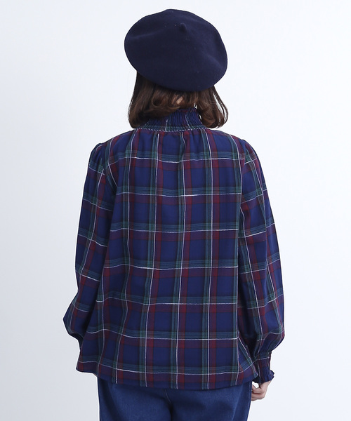 MERLOT(メルロー)の「チェック柄コットンギャザーブラウス1170(シャツ/ブラウス・レディース・ブラック/レッド/イエロー/ネイビー・FREE)」の6枚目の写真