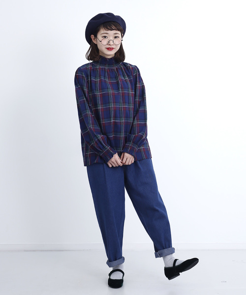 MERLOT(メルロー)の「チェック柄コットンギャザーブラウス1170(シャツ/ブラウス・レディース・ブラック/レッド/イエロー/ネイビー・FREE)」の9枚目の写真