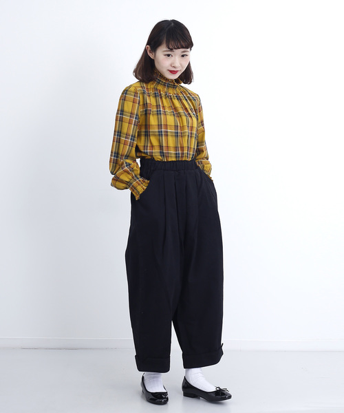 MERLOT(メルロー)の「チェック柄コットンギャザーブラウス1170(シャツ/ブラウス・レディース・ブラック/レッド/イエロー/ネイビー・FREE)」の11枚目の写真