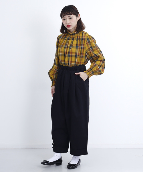 MERLOT(メルロー)の「チェック柄コットンギャザーブラウス1170(シャツ/ブラウス・レディース・ブラック/レッド/イエロー/ネイビー・FREE)」の12枚目の写真