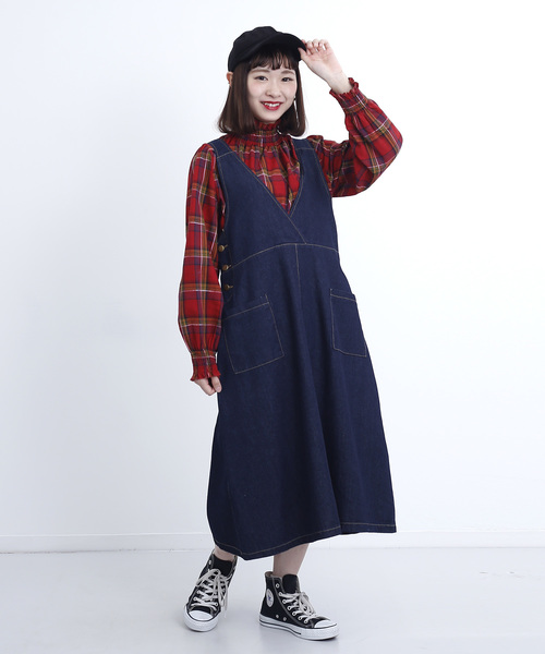 MERLOT(メルロー)の「チェック柄コットンギャザーブラウス1170(シャツ/ブラウス・レディース・ブラック/レッド/イエロー/ネイビー・FREE)」の13枚目の写真