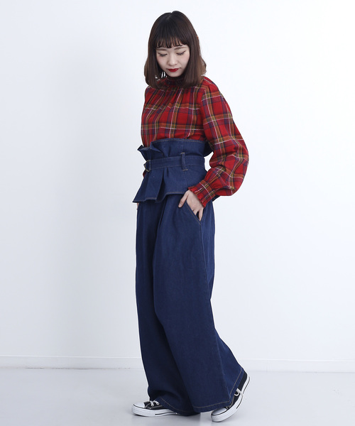 MERLOT(メルロー)の「チェック柄コットンギャザーブラウス1170(シャツ/ブラウス・レディース・ブラック/レッド/イエロー/ネイビー・FREE)」の14枚目の写真