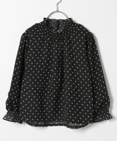 GLOBAL WORK（グローバルワーク）の「【キッズ】フリルネックブラウス長袖/779976（シャツ/ブラウス・キッズ・ブラック/その他1/ホワイト・XX-LARGE/SMALL/MEDIUM/X-LARGE/LARGE）」の3枚目の写真