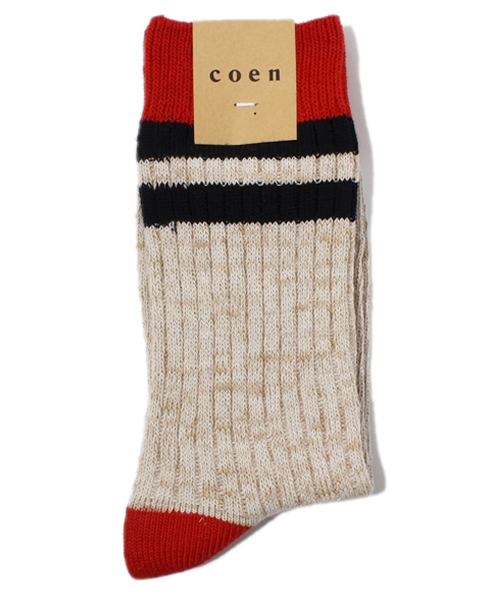 coen（コーエン）の「スラブクォーターソックス（ソックス/靴下・レディース・ナチュラル/ピンク・フリー）」の2枚目の写真