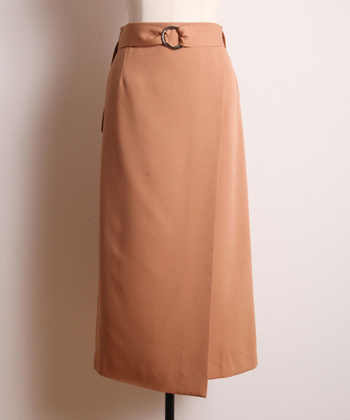 &. NOSTALGIA（アンドドットノスタルジア）の「ラップ風ベルト付きタイトスカート（スカート・レディース・ブラック/キャメル・FREE）」の10枚目の写真