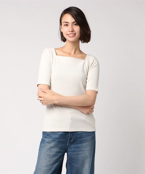 N.(N. Natural Beauty Basic)(エヌエヌナチュラルビューティーベーシック)の「リブカットソー(Tシャツ/カットソー・レディース・ホワイト/ホワイト系その他/ネイビー/レッド・MEDIUM)」の7枚目の写真