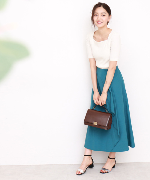N.(N. Natural Beauty Basic)(エヌエヌナチュラルビューティーベーシック)の「リブカットソー(Tシャツ/カットソー・レディース・ホワイト/ホワイト系その他/ネイビー/レッド・MEDIUM)」の10枚目の写真