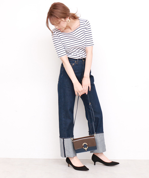 N.(N. Natural Beauty Basic)(エヌエヌナチュラルビューティーベーシック)の「リブカットソー(Tシャツ/カットソー・レディース・ホワイト/ホワイト系その他/ネイビー/レッド・MEDIUM)」の13枚目の写真