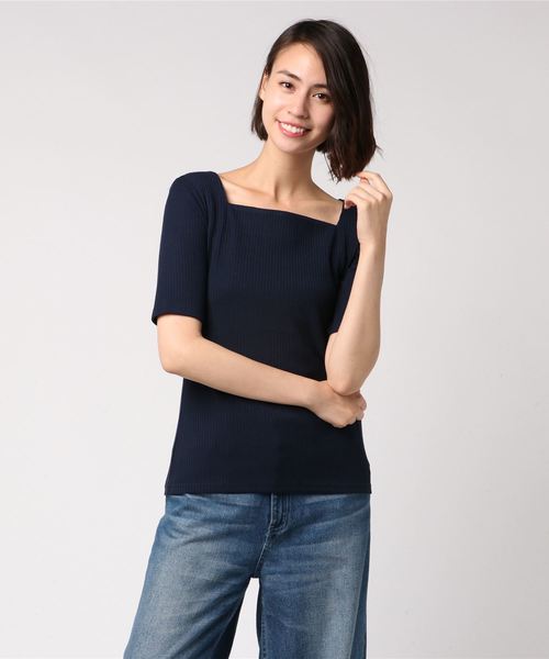 N.(N. Natural Beauty Basic)(エヌエヌナチュラルビューティーベーシック)の「リブカットソー(Tシャツ/カットソー・レディース・ホワイト/ホワイト系その他/ネイビー/レッド・MEDIUM)」の18枚目の写真