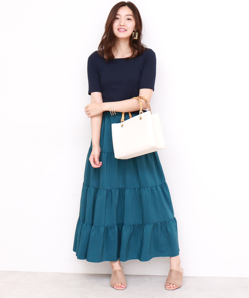 N.(N. Natural Beauty Basic)(エヌエヌナチュラルビューティーベーシック)の「リブカットソー(Tシャツ/カットソー・レディース・ホワイト/ホワイト系その他/ネイビー/レッド・MEDIUM)」の21枚目の写真