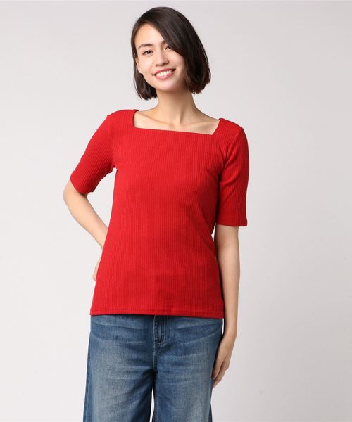 N.(N. Natural Beauty Basic)(エヌエヌナチュラルビューティーベーシック)の「リブカットソー(Tシャツ/カットソー・レディース・ホワイト/ホワイト系その他/ネイビー/レッド・MEDIUM)」の22枚目の写真