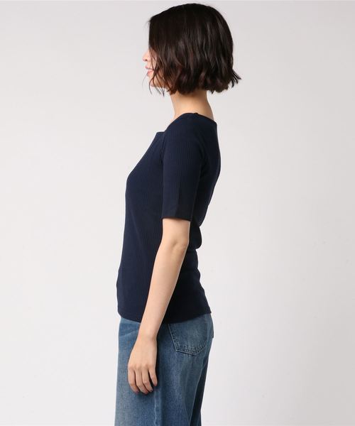 N.(N. Natural Beauty Basic)(エヌエヌナチュラルビューティーベーシック)の「リブカットソー(Tシャツ/カットソー・レディース・ホワイト/ホワイト系その他/ネイビー/レッド・MEDIUM)」の5枚目の写真