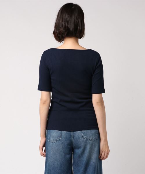N.(N. Natural Beauty Basic)(エヌエヌナチュラルビューティーベーシック)の「リブカットソー(Tシャツ/カットソー・レディース・ホワイト/ホワイト系その他/ネイビー/レッド・MEDIUM)」の6枚目の写真