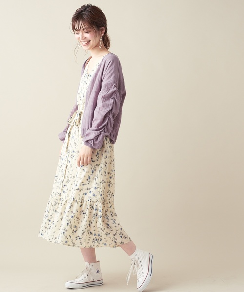 natural couture（ナチュラルクチュール）の「フレア袖ガウンワンピース（ワンピース・レディース・ブラック/イエロー/グリーン/アイボリー/レンガ・FREE）」の8枚目の写真