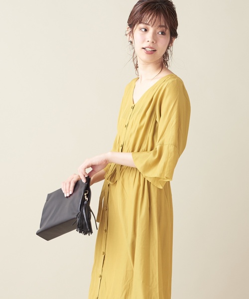 natural couture（ナチュラルクチュール）の「フレア袖ガウンワンピース（ワンピース・レディース・ブラック/イエロー/グリーン/アイボリー/レンガ・FREE）」の22枚目の写真