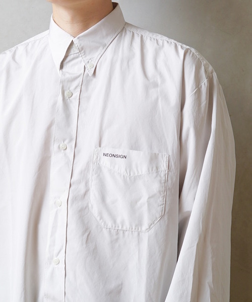 NEON SIGN B.D WORK SHIRT 長袖シャツ 46 オーバーサイズストライプシャツ　BLU　GW発送可能 シャツ NEONSIGN ネオンサイン ⁄ Albinism zebra shirts アルビニズム オープンカラー ゼブラシャツ シャツジャケット