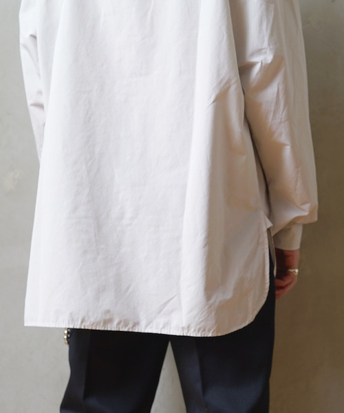 NEON SIGN B.D WORK SHIRT 長袖シャツ 46 オーバーサイズストライプシャツ　BLU　GW発送可能 シャツ NEONSIGN ネオンサイン ⁄ Albinism zebra shirts アルビニズム オープンカラー ゼブラシャツ シャツジャケット