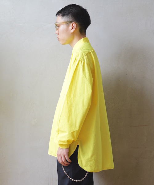 NEON SIGN B.D WORK SHIRT 長袖シャツ 46 オーバーサイズストライプシャツ　BLU　GW発送可能 シャツ NEONSIGN ネオンサイン ⁄ Albinism zebra shirts アルビニズム オープンカラー ゼブラシャツ シャツジャケット