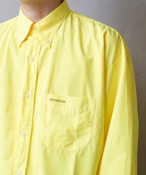 NEON SIGN B.D WORK SHIRT 長袖シャツ 46 オーバーサイズストライプシャツ　BLU　GW発送可能 シャツ NEONSIGN ネオンサイン ⁄ Albinism zebra shirts アルビニズム オープンカラー ゼブラシャツ シャツジャケット