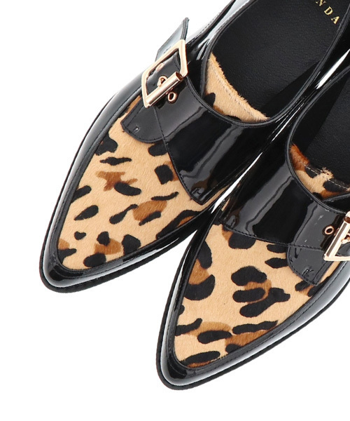 RANDA(ランダ)の「ハラコエナメルモンクシューズ(ドレスシューズ・レディース・レオパード/アニマル・LL/S/M/L)」の7枚目の写真