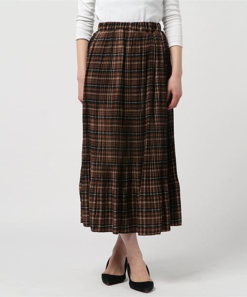 おしゃれスタ(オシャレスタ)の「ブランケットチェック柄 消しプリーツLSK(LC)(スカート・レディース・オフホワイト/ブルー/モカ・FREE)」の3枚目の写真