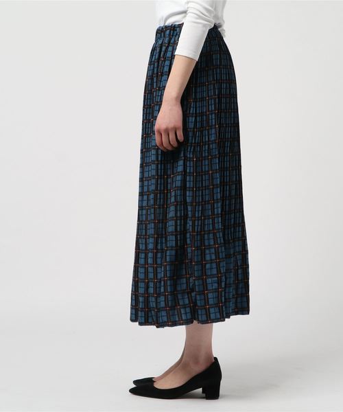 おしゃれスタ(オシャレスタ)の「ブランケットチェック柄 消しプリーツLSK(LC)(スカート・レディース・オフホワイト/ブルー/モカ・FREE)」の4枚目の写真