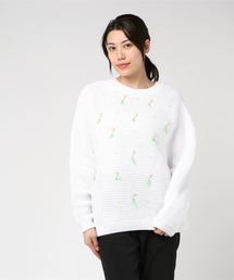 【MUVEIL】スズラン刺繍入りドルマンニット