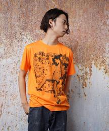ネオンカラーガールズフォトプリントクルーネックTシャツ(KU)