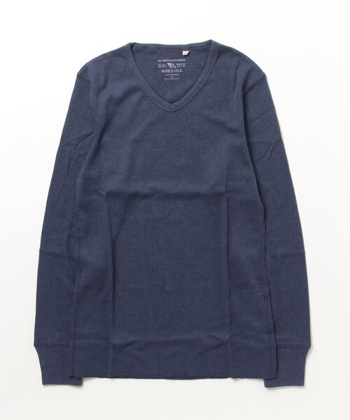 AVIREX(アヴィレックス)の「デイリー ロングスリーブ サーマル Vネック ティーシャツ/ DAILY L/S THERMAL V-NECK T-SHIRT(Tシャツ/カットソー・レディース・ネイビー/ブラック/オフホワイト/グレー・SMALL/X-LARGE/MEDIUM/LARGE/XX-LARGE)」の1枚目の写真