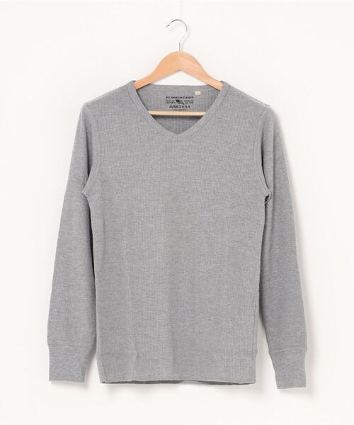AVIREX(アヴィレックス)の「デイリー ロングスリーブ サーマル Vネック ティーシャツ/ DAILY L/S THERMAL V-NECK T-SHIRT(Tシャツ/カットソー・レディース・ネイビー/ブラック/オフホワイト/グレー・SMALL/X-LARGE/MEDIUM/LARGE/XX-LARGE)」の4枚目の写真