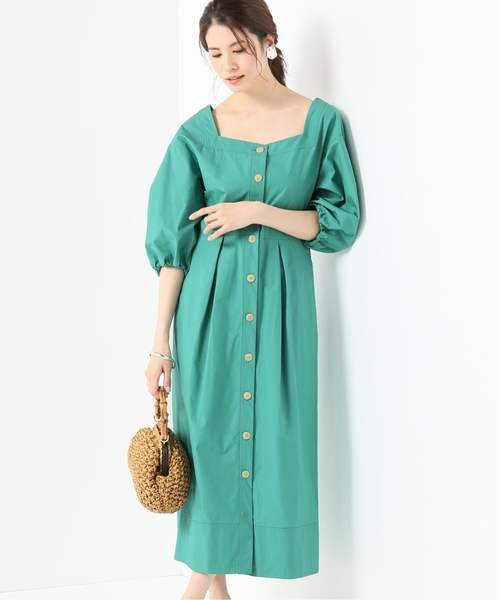 IENA LA BOUCLE(イエナラブークル)の「IENA LA BOUCLE コーマタイプライター前ボタンワンピース◆(ワンピース・レディース・グリーン/キャメル・FREE)」の2枚目の写真