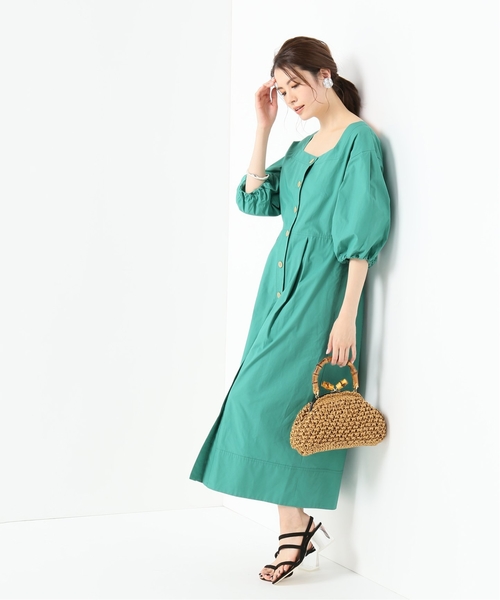 IENA LA BOUCLE(イエナラブークル)の「IENA LA BOUCLE コーマタイプライター前ボタンワンピース◆(ワンピース・レディース・グリーン/キャメル・FREE)」の5枚目の写真