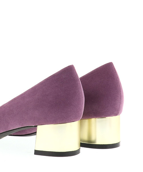 RANDA（ランダ）の「メタリックヒールスクエアトゥパンプス（パンプス・レディース・ブラック/ダークブラウン/パープル・23/24/25/25.5/22.5/24.5/23.5/22）」の6枚目の写真