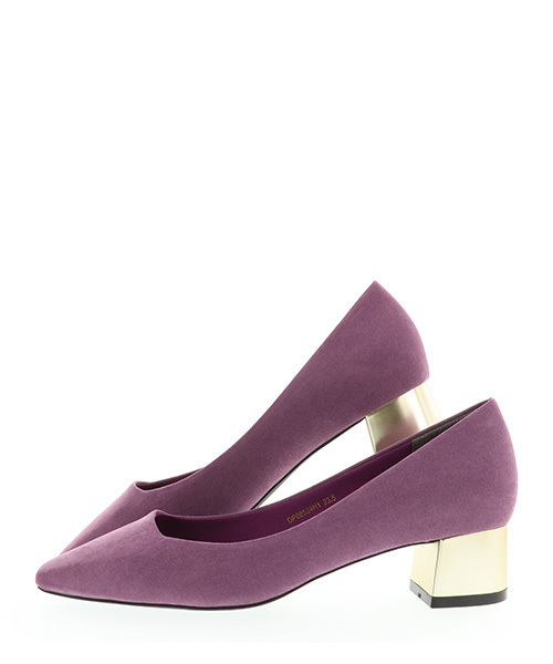 RANDA（ランダ）の「メタリックヒールスクエアトゥパンプス（パンプス・レディース・ブラック/ダークブラウン/パープル・23/24/25/25.5/22.5/24.5/23.5/22）」の8枚目の写真