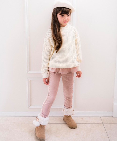 Catherine Cottage（キャサリンコテージ）の「コーデュロイフリルストレッチパンツ（その他パンツ・キッズ・アイボリー/ダークラベンダー/ブラック/ネイビー/グレイッシュベージュ/グレイッシュブルー/レッド/ライラック/スモークピンク・90/100/110/120/130/140/150/160）」の15枚目の写真