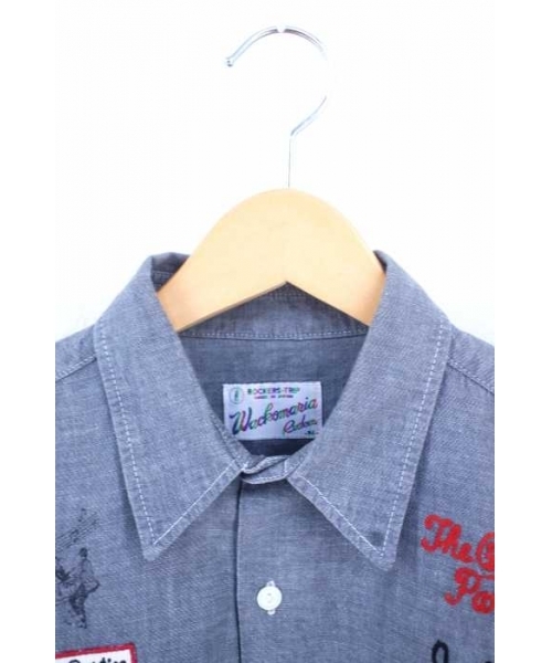 WACKO MARIA 半袖 ワークシャツ シャンブレーシャツ L 染み込み WACKO MARIA 半袖 ワークシャツ シャンブレーシャツ L 染み込み