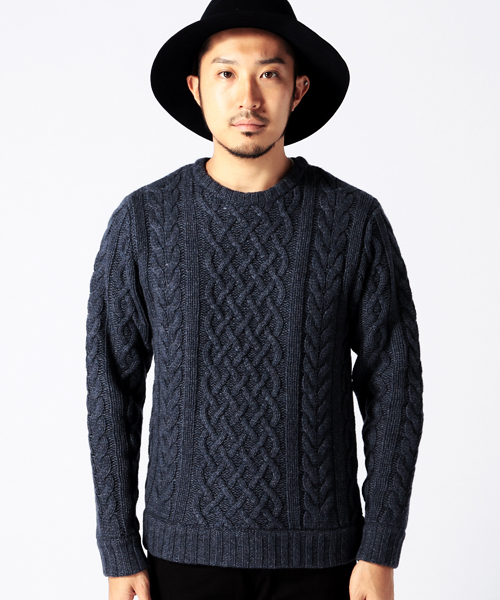 BEAMS（ビームス）の「BEAMS / アラン ケーブル クルーニット（ニット/セーター・メンズ・グレー/ネイビー/ワイン・SMALL/MEDIUM/LARGE/X-LARGE）」の4枚目の写真