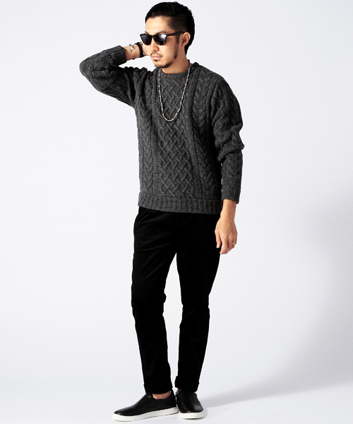 BEAMS（ビームス）の「BEAMS / アラン ケーブル クルーニット（ニット/セーター・メンズ・グレー/ネイビー/ワイン・SMALL/MEDIUM/LARGE/X-LARGE）」の10枚目の写真