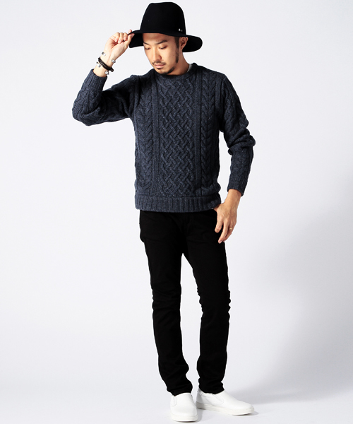 BEAMS（ビームス）の「BEAMS / アラン ケーブル クルーニット（ニット/セーター・メンズ・グレー/ネイビー/ワイン・SMALL/MEDIUM/LARGE/X-LARGE）」の12枚目の写真