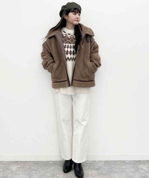 EPIMI E'PIMMY(エピミエピミー)の「B-3ボンバージャケット(ブルゾン・レディース・ダークブラウン/アイボリー/モカ・MEDIUM)」の18枚目の写真