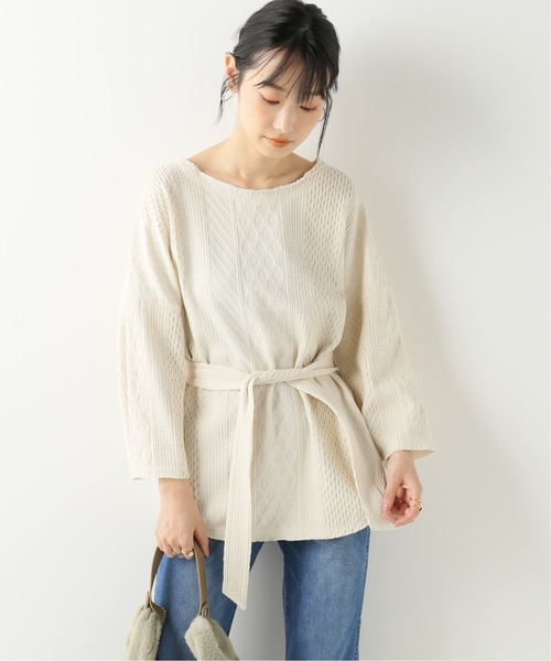 B.C STOCK(ベーセーストック)の「ジャガードウエストマークTシャツ(Tシャツ/カットソー・レディース・ブラック/ホワイト/ブラウン・FREE)」の1枚目の写真
