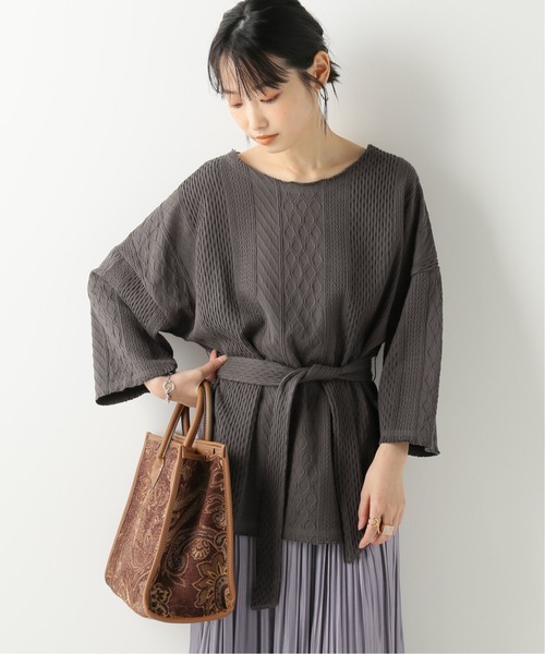 B.C STOCK(ベーセーストック)の「ジャガードウエストマークTシャツ(Tシャツ/カットソー・レディース・ブラック/ホワイト/ブラウン・FREE)」の2枚目の写真