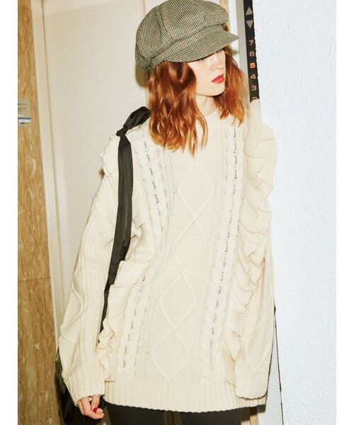 jouetie（ジュエティ）の「フリルニットチュニック（ニット/セーター・レディース・アイボリー/ブラック/ライトブルー/ブラウン・MEDIUM）」の12枚目の写真