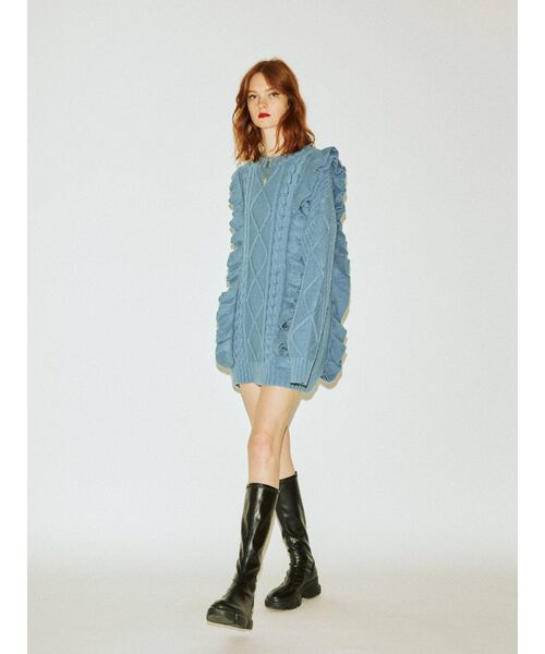 jouetie（ジュエティ）の「フリルニットチュニック（ニット/セーター・レディース・アイボリー/ブラック/ライトブルー/ブラウン・MEDIUM）」の15枚目の写真