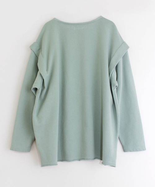 RNA-N（アールエヌエーエヌ）の「M1557 タックショルダー裏毛プルオーバー（スウェット・レディース・グレー/グリーン/スモークピンク/キナリ・MEDIUM）」の6枚目の写真