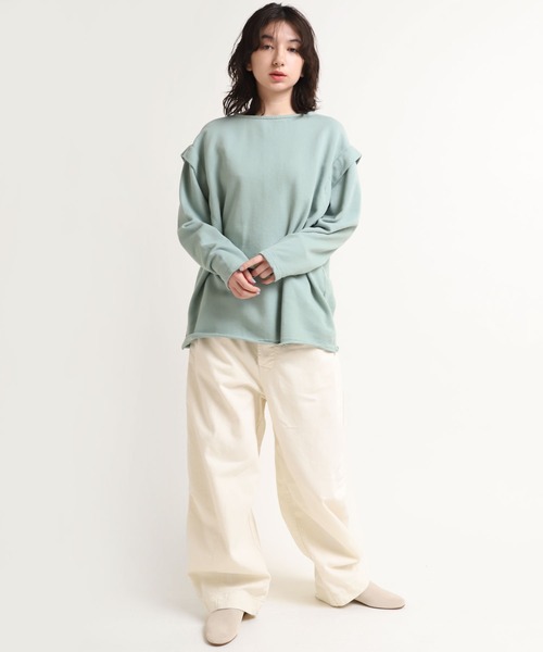 RNA-N（アールエヌエーエヌ）の「M1557 タックショルダー裏毛プルオーバー（スウェット・レディース・グレー/グリーン/スモークピンク/キナリ・MEDIUM）」の10枚目の写真