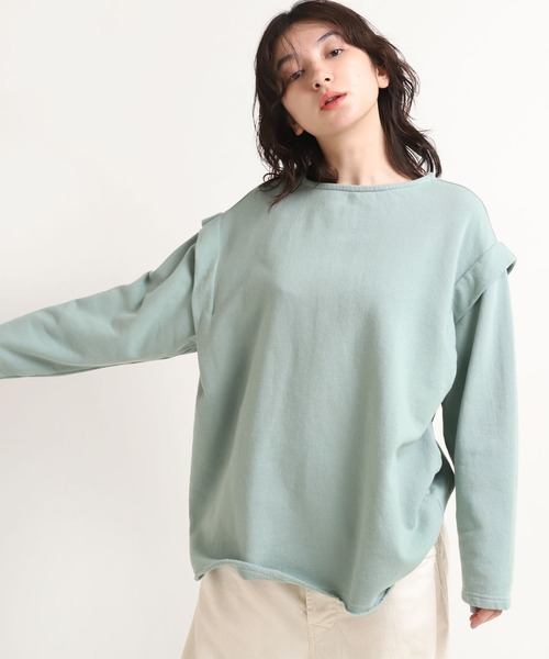 RNA-N（アールエヌエーエヌ）の「M1557 タックショルダー裏毛プルオーバー（スウェット・レディース・グレー/グリーン/スモークピンク/キナリ・MEDIUM）」の7枚目の写真