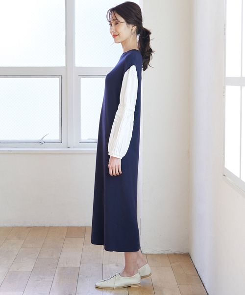 ROPE' PICNIC(ロペピクニック)の「ソデボリューム布帛ニットワンピース(ワンピース・レディース・ホワイト/ベージュ/ネイビー・38)」の14枚目の写真