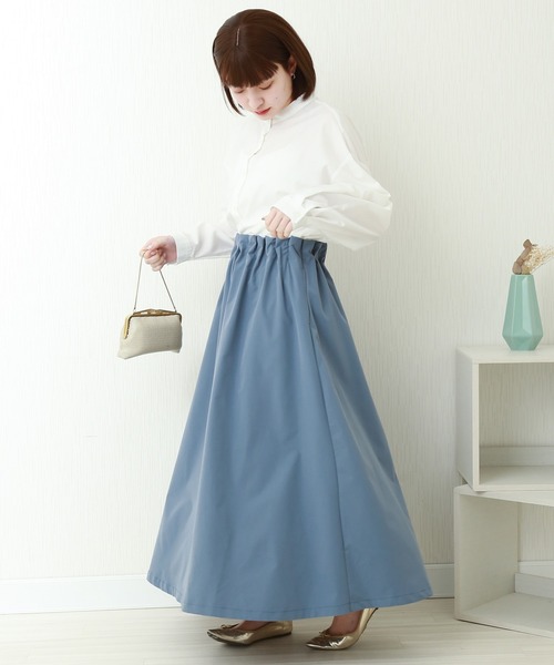 libelle more（リベル モア）の「ポプリン　ラッピングスカート（スカート・レディース・オリーブ/ブルー/ブラック/ピンク/グレイッシュベージュ・L/M）」の6枚目の写真