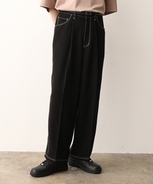 JUNRED | ダブルクロスステッチワイドパンツ(スラックス)